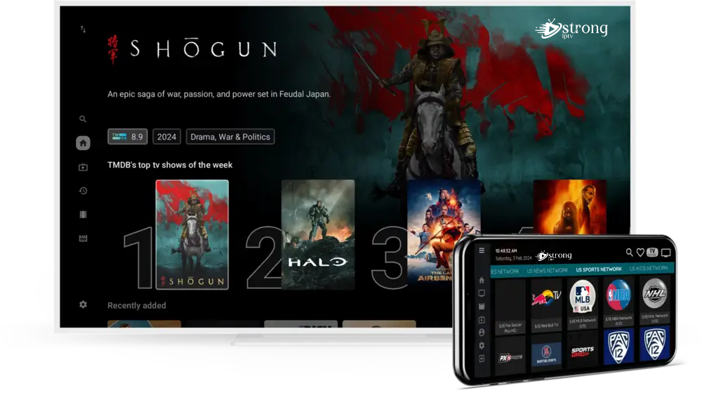 Best IPTV provider interface displayed on a television and smartphone