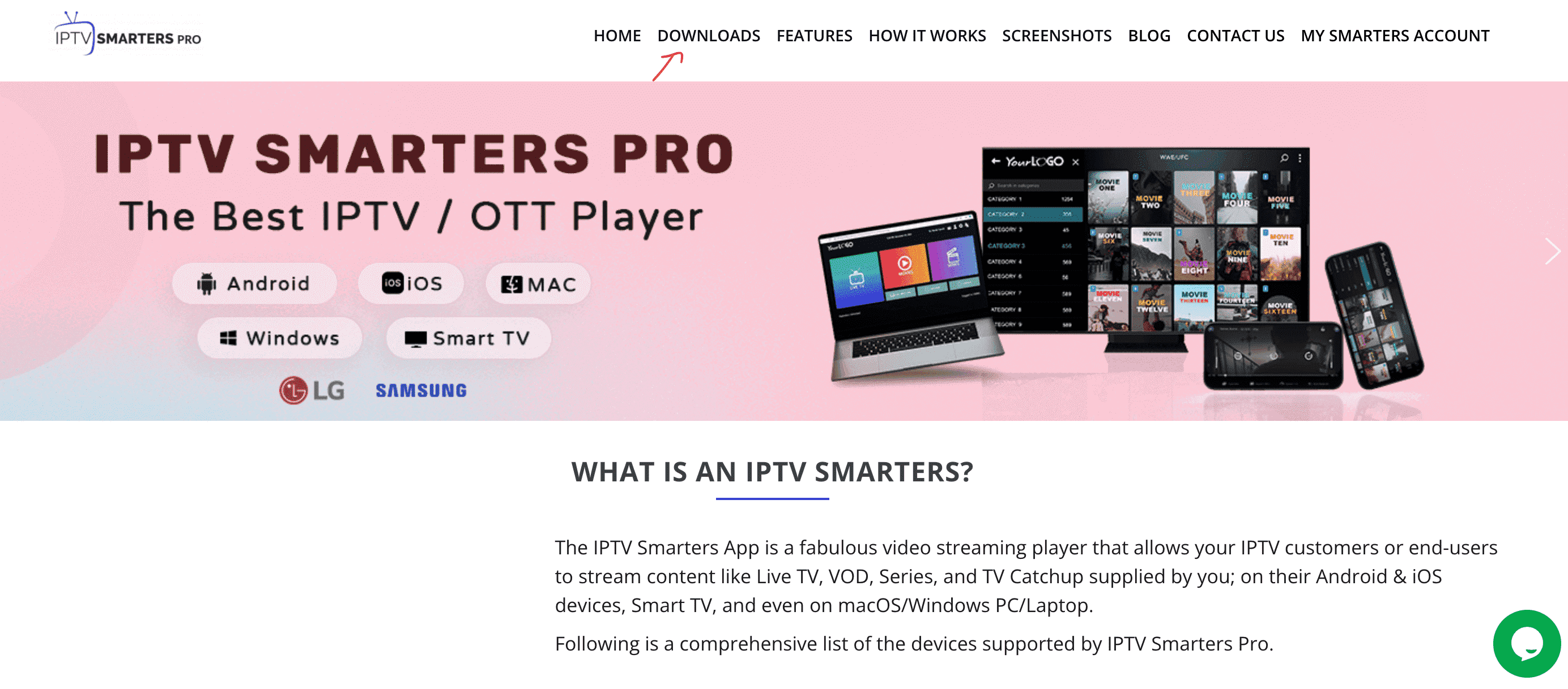IPTV player downloads section